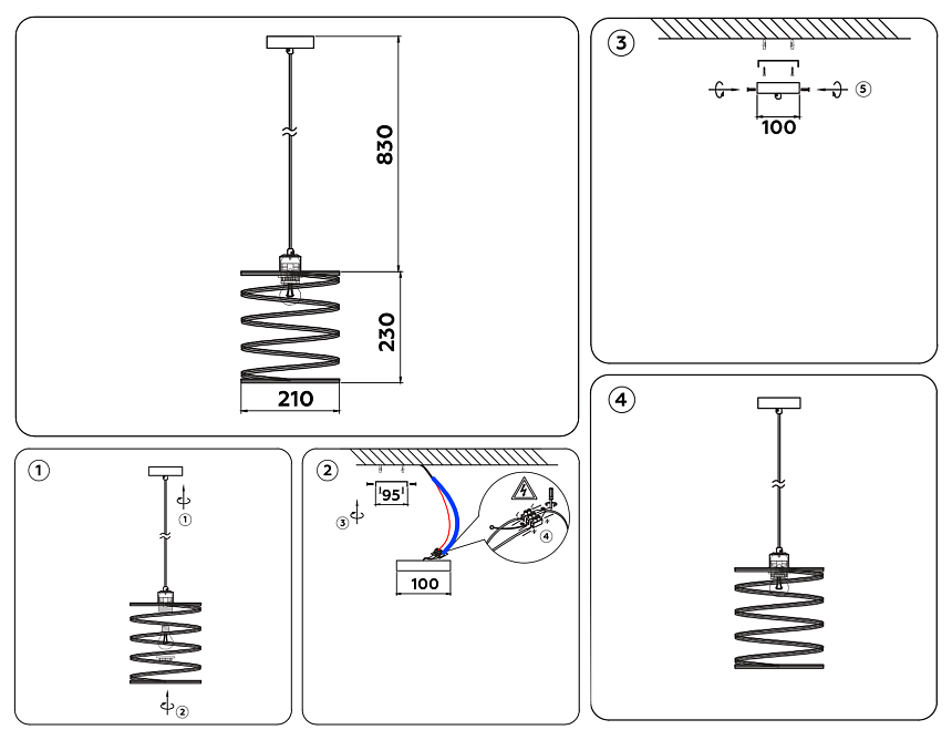 TR8401 BK черный E27 max 60W D190*1000